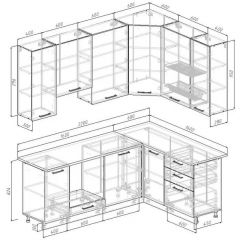 Кухонный гарнитур Белый Глянец 2200*1600 h950 (Стол. 26мм) | фото 2