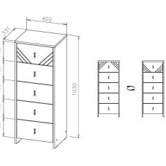 БАЙКАЛ Комод (5 ящиков) Графит/Дуб золотой | фото 3