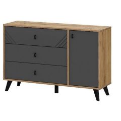 БАЙКАЛ Комод 3 ящика (со створкой) Графит/Дуб золотой | фото 2